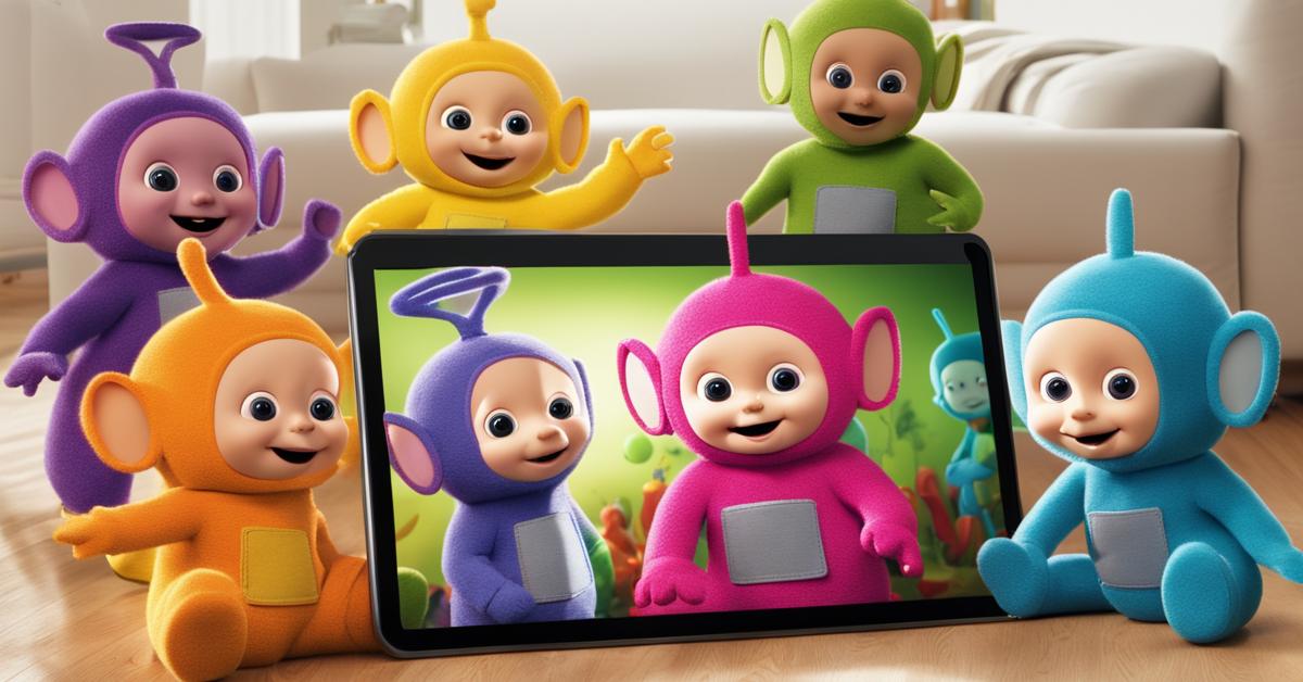 Dzieci oglądają Teletubisie na tablecie – radość i edukacja.