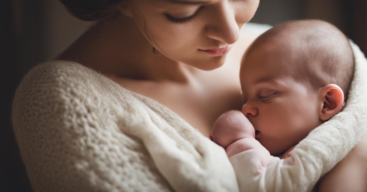 Matka karmiąca piersią swoje dziecko, pełna miłości i troski.