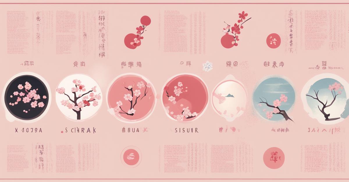 Infografika prezentująca najpopularniejsze japońskie imiona żeńskie: Sakura, Hana, Yuki, Mei wraz z tłumaczeniami i symbolami.