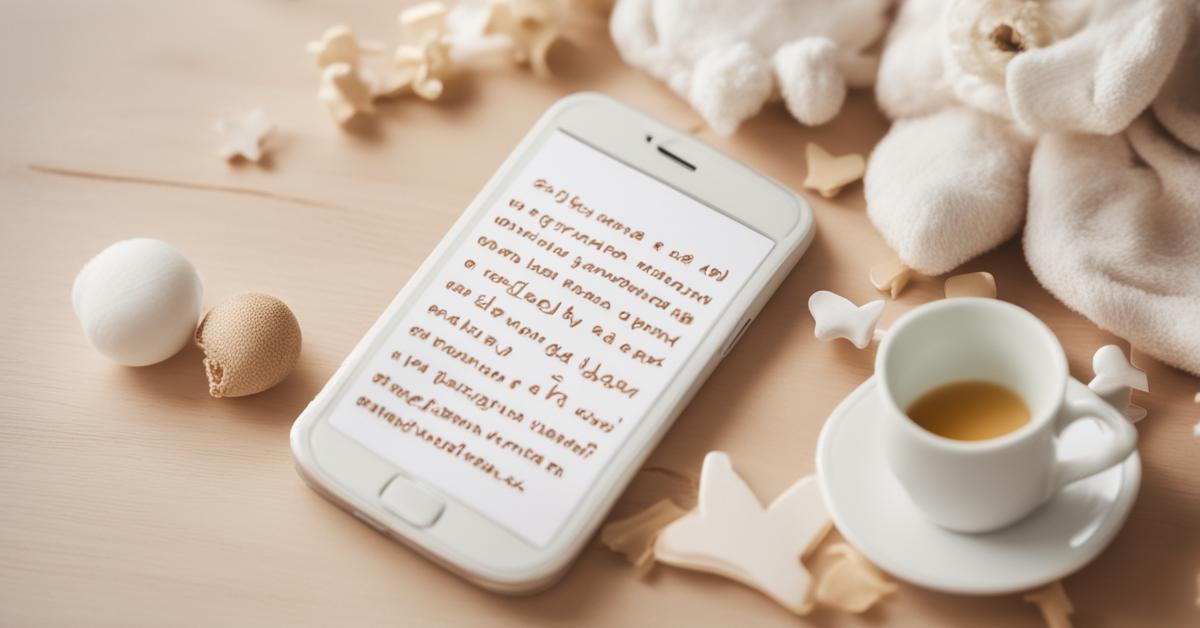 Symboliczne przedstawienie selekcji słów przed wysłaniem SMS-a z życzeniami z okazji narodzin.