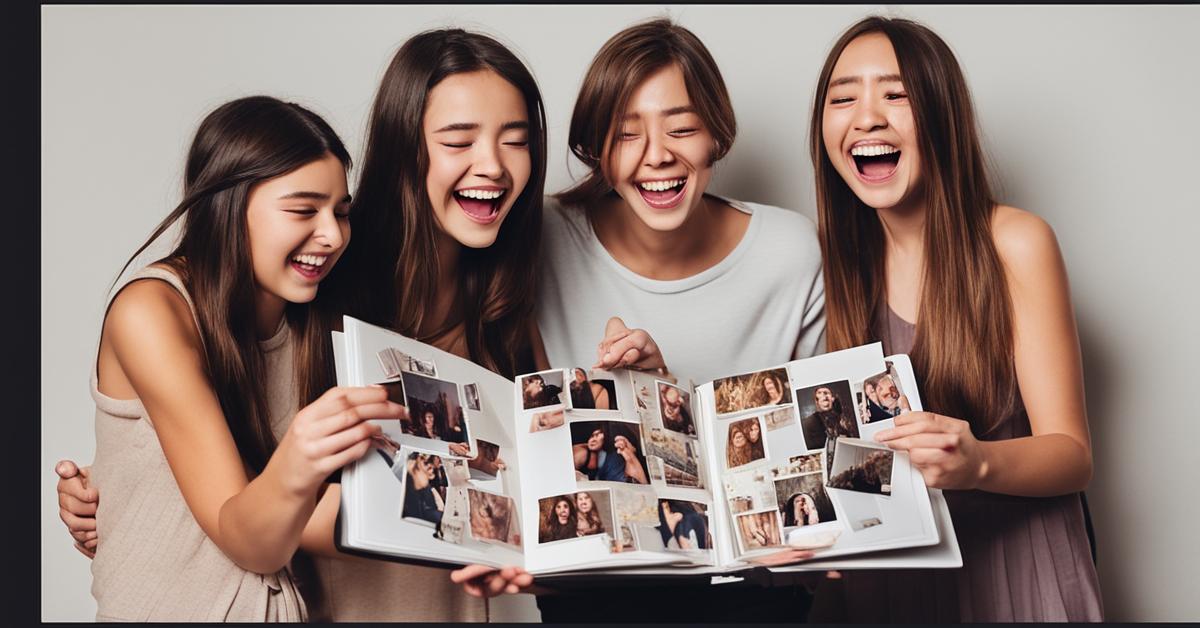 Grupa przyjaciół wręcza solenizantowi własnoręcznie zrobiony album ze wspomnieniami na 18. urodziny.